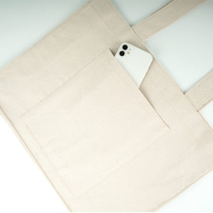 Canvas Tote Bag with Front Pocket – 18" × 14" × 4" (45 × 35 × 10 cm) – Full Gusset – 10 oz - Pamusan.com