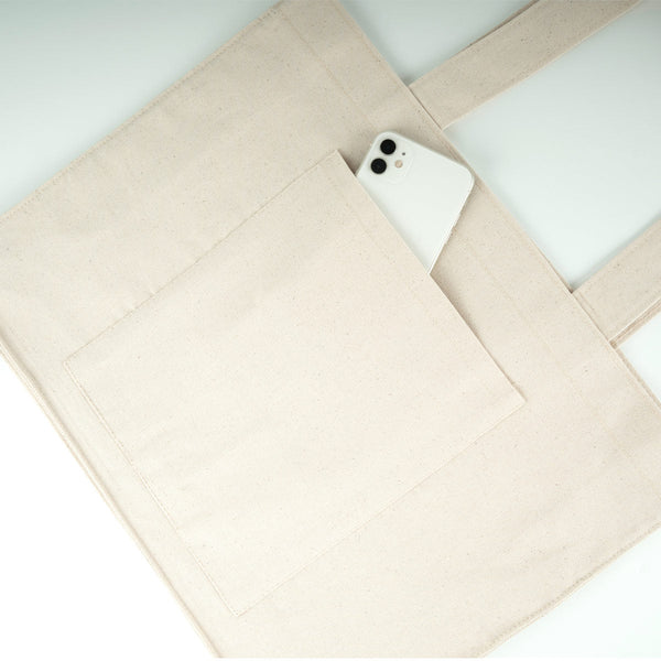 Canvas Tote Bag with Front Pocket – 18" × 14" × 4" (45 × 35 × 10 cm) – Full Gusset – 10 oz - Pamusan.com