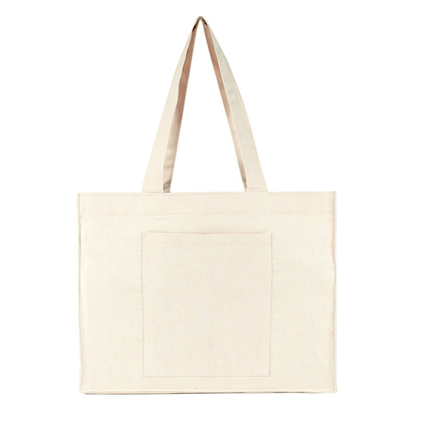 Canvas Tote Bag with Front Pocket – 18" × 14" × 4" (45 × 35 × 10 cm) – Full Gusset – 10 oz - Pamusan.com