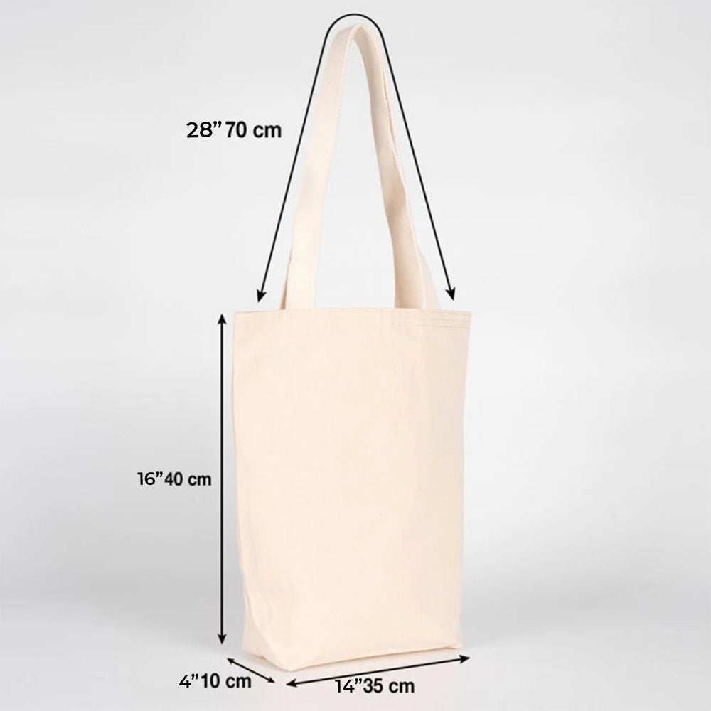 Canvas Tote Bag with Woven Handles – 14" × 16" × 4" (35 × 40 × 10 cm) – Natural 10 oz - Pamusan.com