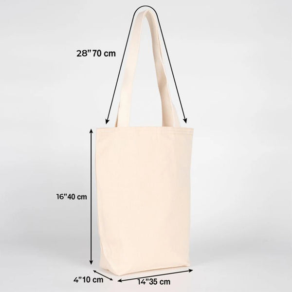 Canvas Tote Bag with Woven Handles – 14" × 16" × 4" (35 × 40 × 10 cm) – Natural 10 oz - Pamusan.com