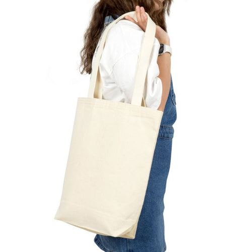 Canvas Tote Bag with Woven Handles – 14" × 16" × 4" (35 × 40 × 10 cm) – Natural 10 oz - Pamusan.com