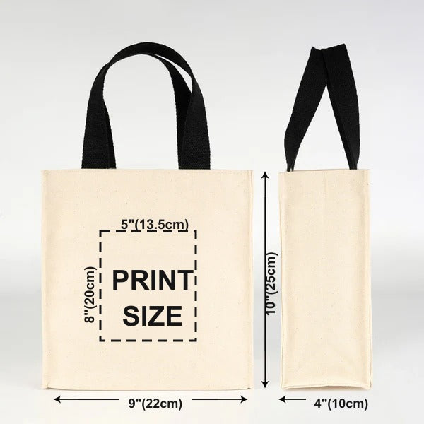 Custom canvas tote bag print area size guide