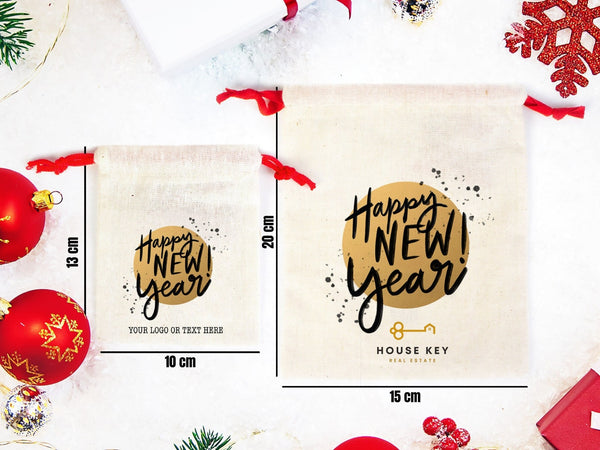 Celebrate the New Year with Personalized Gift Bags - Company Gift Bags - Custom Designs Available - Perfect for Corporate Events, Holiday Parties - Pamusan.com