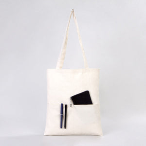 Blank Cotton Tote Bag with Inner Pocket 14"W x 16"H – Wholesale Plain Canvas Shopping Bag
