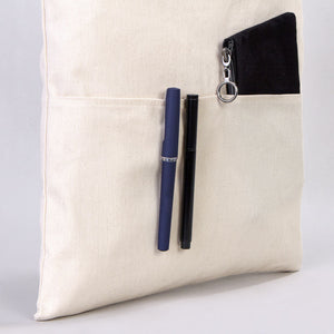 Blank Cotton Tote Bag with Inner Pocket 14"W x 16"H – Wholesale Plain Canvas Shopping Bag