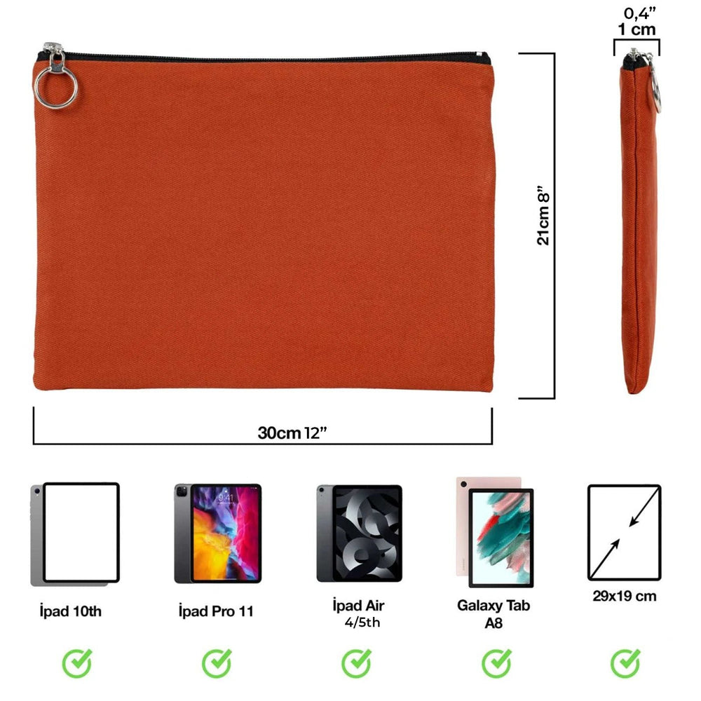 Ceramic Cotton Zippered Clutch Pouch – 12" × 8" (30 × 21 cm) – 10 oz Fabric - Pamusan.com