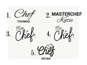 Chef Apron - Personalized Kitchen Apron for Women or Men - Custom Name Chef Apron - Logo Print Options - Pamusan.com