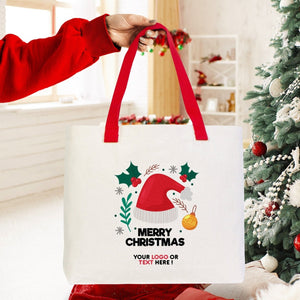 Personalized Santa Canvas Tote Bag, Christmas Gift, 18"W x 14"H x 3"L - Pamusan.com