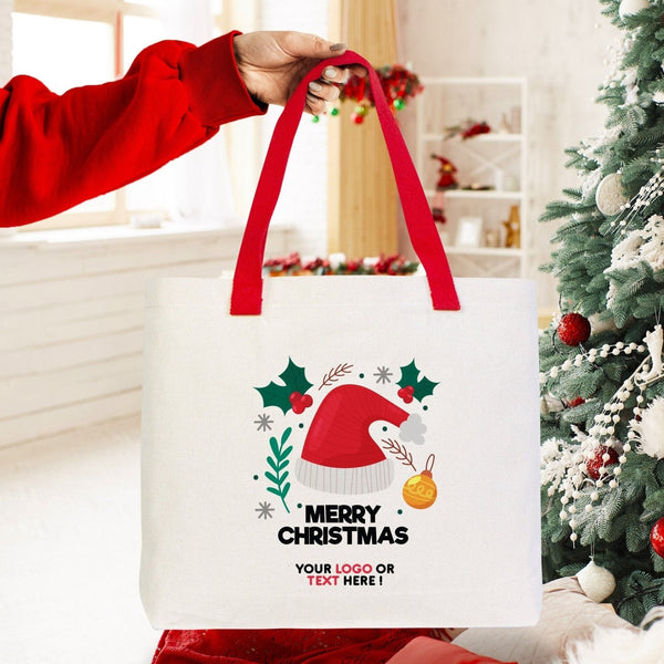 Personalized Santa Canvas Tote Bag, Christmas Gift, 18"W x 14"H x 3"L - Pamusan.com