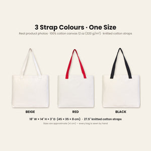 Christmas Canvas Tote Bags Bulk – 18" × 14" × 3" (45 × 35 × 8 cm) with Beige, Red or Black Knitted Handles, 18 Happy New Year 2027 Designs - Pamusan.com
