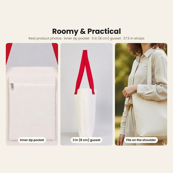 Christmas Canvas Tote Bags Bulk – 18" × 14" × 3" (45 × 35 × 8 cm) with Beige, Red or Black Knitted Handles, 18 Happy New Year 2027 Designs - Pamusan.com
