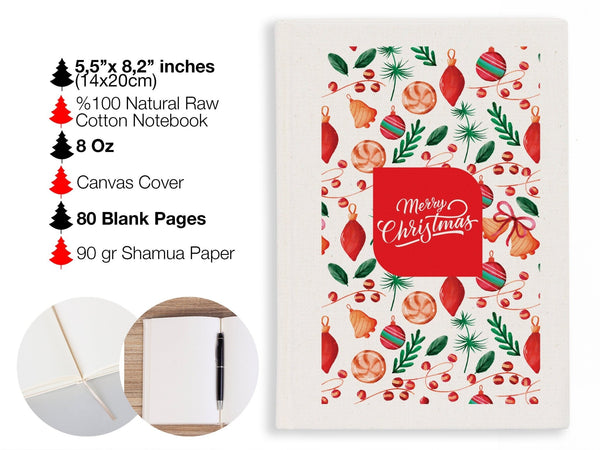 Christmas Sketchbook, 6"W x 8"H (15 cm x 20 cm) Personalized Noel Gift, Custom Christmas Notebook, Holidays Planner - Pamusan.com