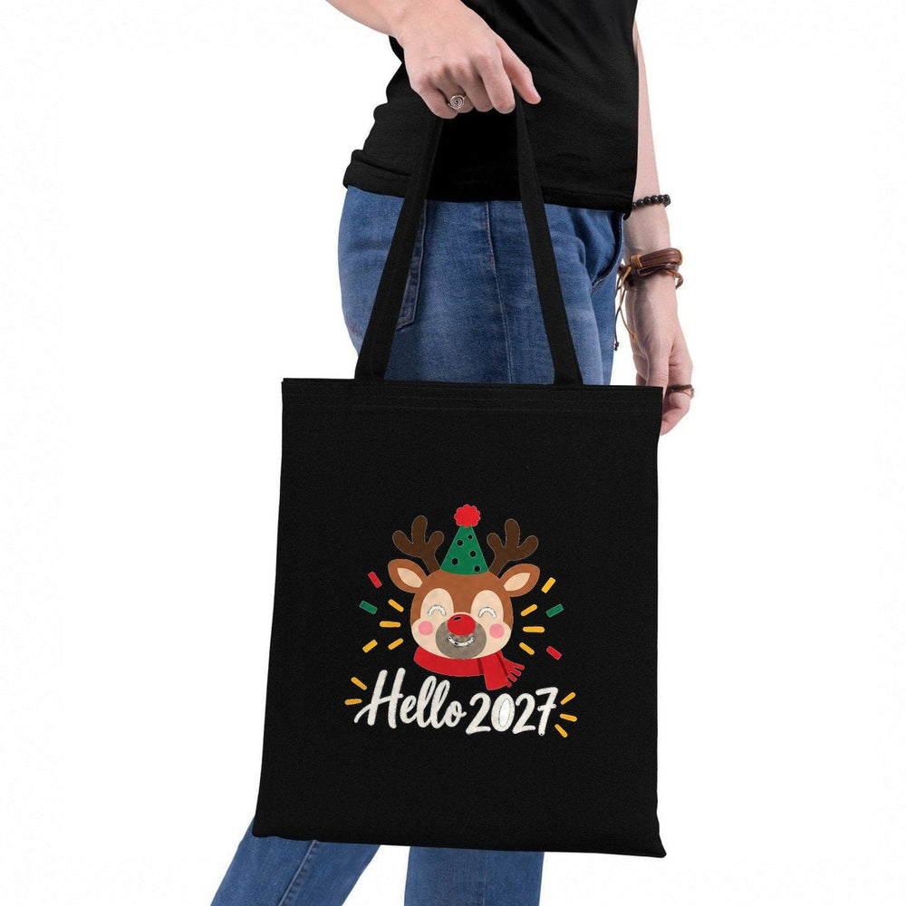 Christmas Tote Bags Bulk – 14" × 16" (35 × 40 cm) Cotton Gabardine Totes in Natural, Red or Black, 18 Happy New Year 2027 Designs - Pamusan.com