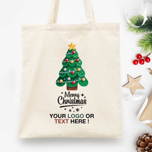 Merry Christmas Tree Tote Bag, Women's Holiday Gift, 14"W x 16"H - Pamusan.com