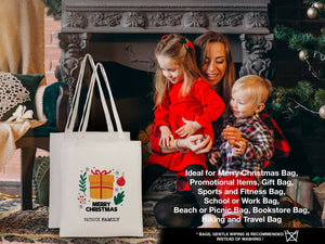 Merry Christmas Tree Tote Bag, Women's Holiday Gift, 14"W x 16"H - Pamusan.com