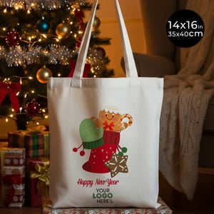 Christmas Zip Tote Bags – 14"x16" (35x40) Cotton Cloth Holiday Bags, Wholesale Options - Pamusan.com