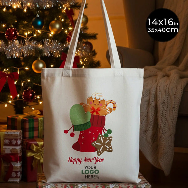 Christmas Zip Tote Bags – 14"x16" (35x40) Cotton Cloth Holiday Bags, Wholesale Options - Pamusan.com