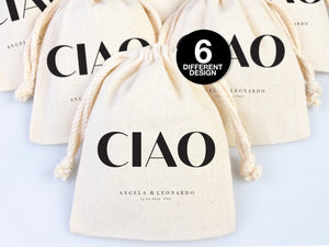 Ciao ! Italy Wedding Favor Bag, Italian Wedding Welcome Bag, Italy Gift, Custom Italy Wedding Totes - Pamusan.com