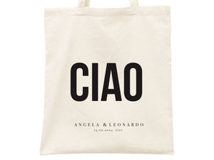 Ciao Tote Bag - Italy Wedding Tote Bag, Custom Wedding Totes, Wedding Welcome Bag - Pamusan.com