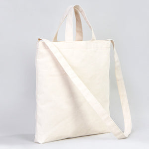 Large Canvas Tote Bag with Long Strap & Short Handles – Natural Cotton Shopping Bag