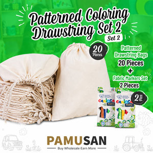 Class Painting Set 2 – 20 Colorable Cotton Drawstring Backpacks 14"x16"+ 2 Red Apple Fabric Paint Sets - Pamusan.com