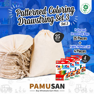 Class Painting Set 3 – 25 Colorable Cotton Drawstring Backpacks 14"x16" + 4 Red Apple Fabric Paint Sets - Pamusan.com