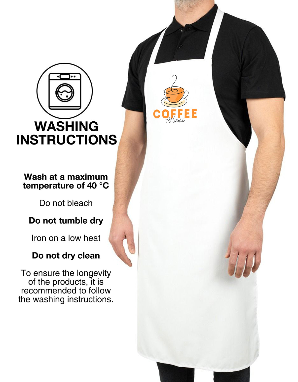 White - ( Printed ) Kitchen Apron