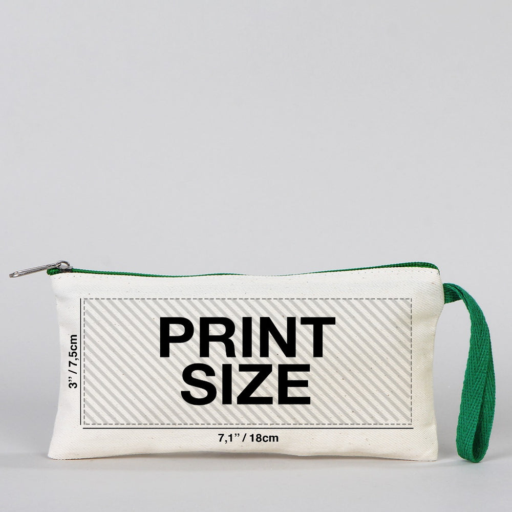 Fabric Pencil Case - 8" W x 4" H (21x10 cm)  Green Zippered  -  (Customize)