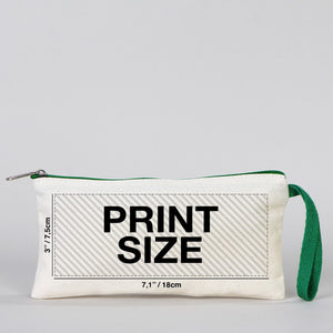 Fabric Pencil Case - 8" W x 4" H (21x10 cm)  Green Zippered  -  (Customize)