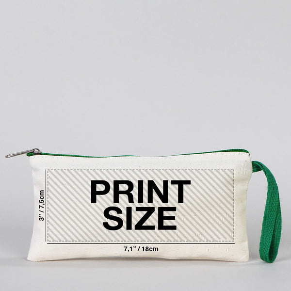 Fabric Pencil Case - 8" W x 4" H (21x10 cm)  Green Zippered  -  (Customize)