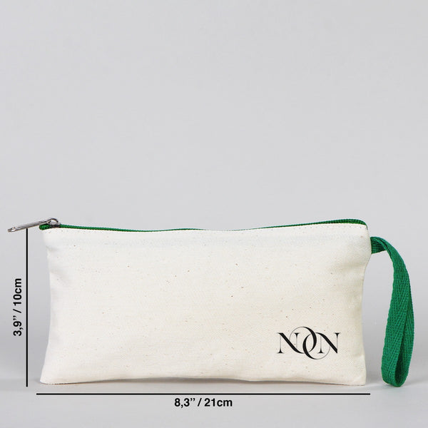 Fabric Pencil Case - 8" W x 4" H (21x10 cm)  Green Zippered  -  (Customize)
