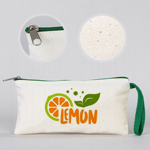Fabric Pencil Case - 8" W x 4" H (21x10 cm)  Green Zippered  -  (Customize)
