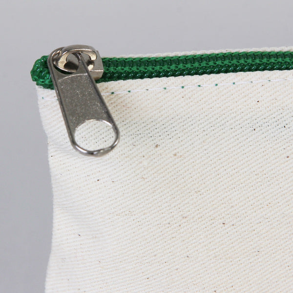 Fabric Pencil Case - 8" W x 4" H (21x10 cm)  Green Zippered  -  (Customize)