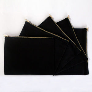 Clutch Bag Black 8"x6" – Cotton Zipper Cosmetic & Reusable Makeup Pouch - Pamusan.com