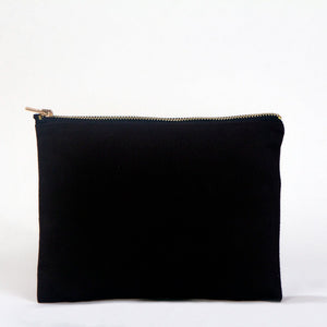 Clutch Bag Black 8"x6" – Cotton Zipper Cosmetic & Reusable Makeup Pouch - Pamusan.com