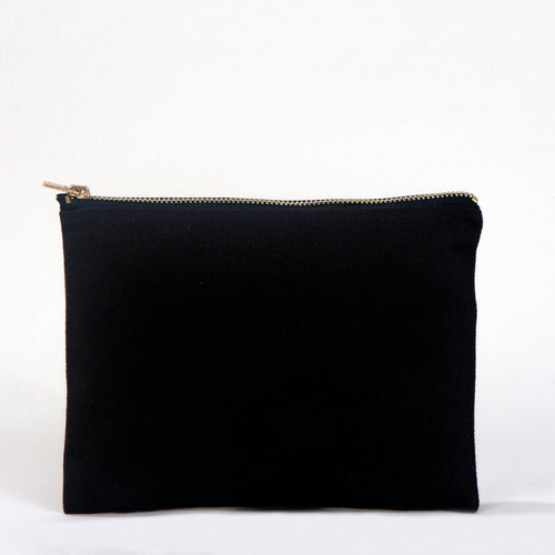 Clutch Bag Black 8"x6" – Cotton Zipper Cosmetic & Reusable Makeup Pouch - Pamusan.com