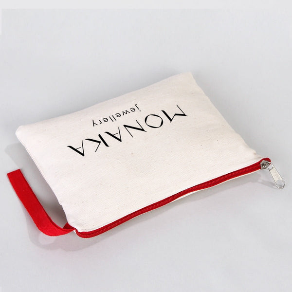 Clutch Bag Red 8"x6" – Red Zippered Cotton Cosmetic & Makeup Pouch (Customizable) - Pamusan.com