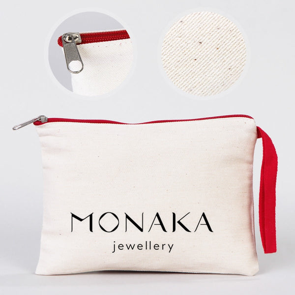 Clutch Bag Red 8"x6" – Red Zippered Cotton Cosmetic & Makeup Pouch (Customizable) - Pamusan.com