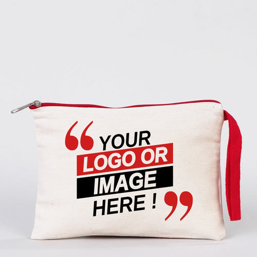 Clutch Bag Red 8"x6" – Red Zippered Cotton Cosmetic & Makeup Pouch (Customizable) - Pamusan.com