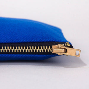 Clutch Bag Saks Blue – 8"x6" Cotton Zipper Cosmetic & Makeup Pouch - Pamusan.com