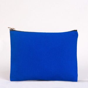 Clutch Bag Saks Blue – 8"x6" Cotton Zipper Cosmetic & Makeup Pouch - Pamusan.com