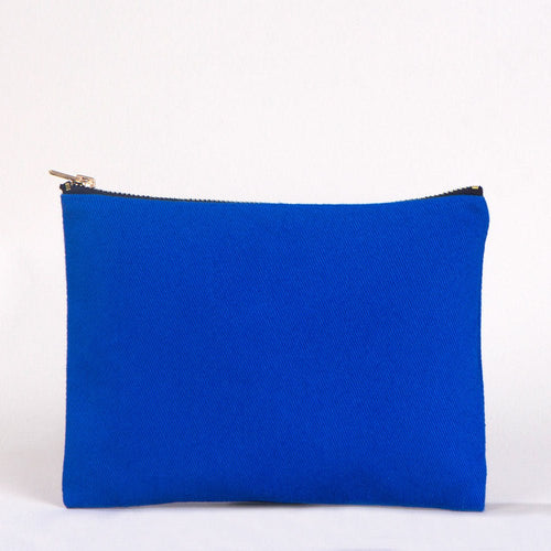 Clutch Bag Saks Blue – 8"x6" Cotton Zipper Cosmetic & Makeup Pouch - Pamusan.com