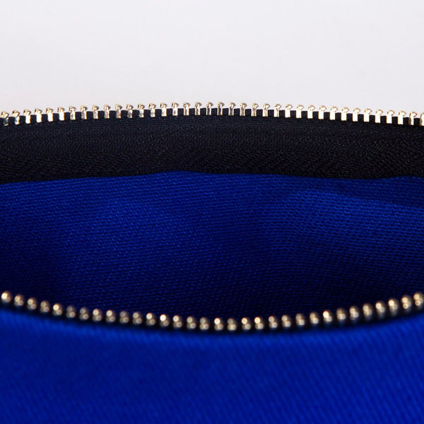 Clutch Bag Saks Blue – 8"x6" Cotton Zipper Cosmetic & Makeup Pouch - Pamusan.com