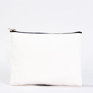 Clutch Bag White 8"x6" – Cotton Zipper Cosmetic & Makeup Pouch - Pamusan.com