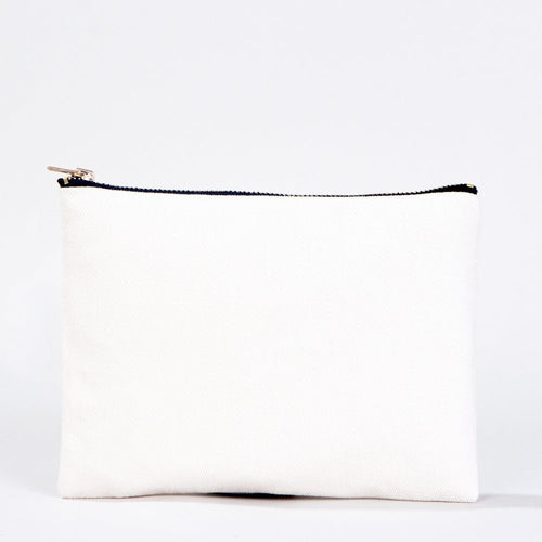 Clutch Bag White 8"x6" – Cotton Zipper Cosmetic & Makeup Pouch - Pamusan.com