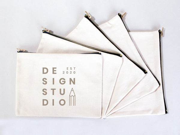 Clutch Bag White 8"x6" – Custom Logo Cotton Makeup & Personalized Cosmetic Pouch - Pamusan.com