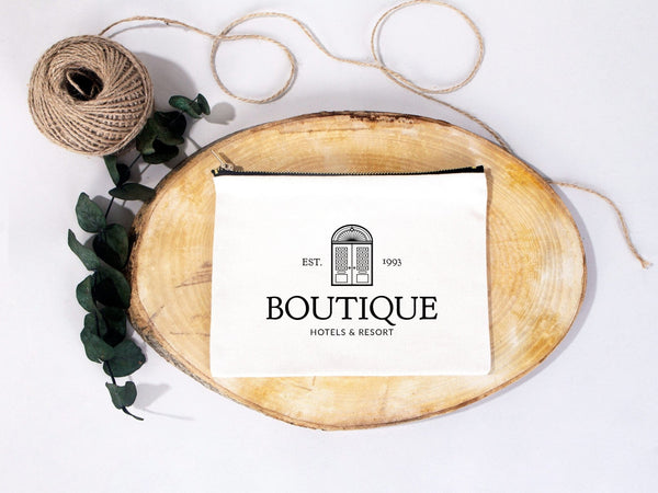 Clutch Bag White 8"x6" – Custom Logo Cotton Makeup & Personalized Cosmetic Pouch - Pamusan.com