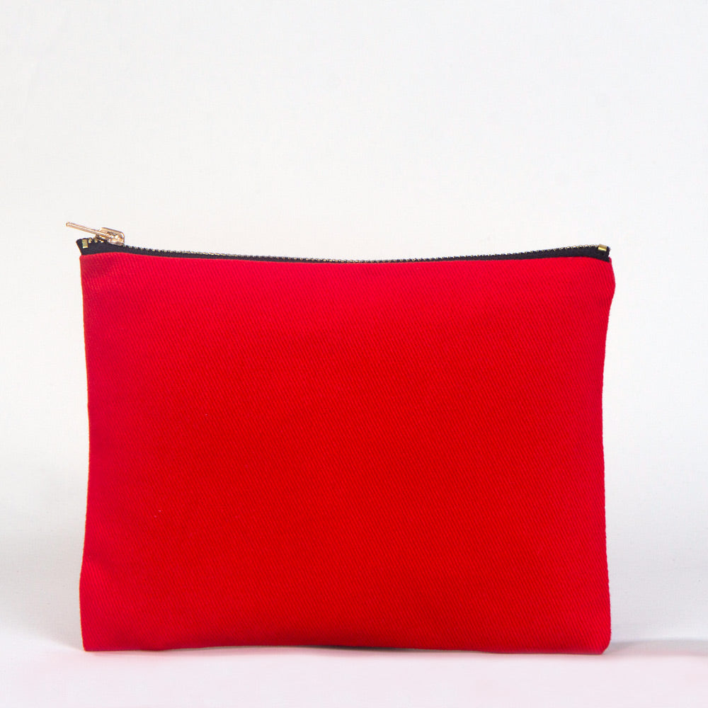 Clutch Bag Red 8"x6" – Cotton Zipper Cosmetic & Makeup Pouch