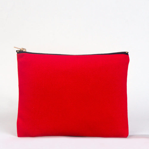Clutch Bag Red 8"x6" – Cotton Zipper Cosmetic & Makeup Pouch